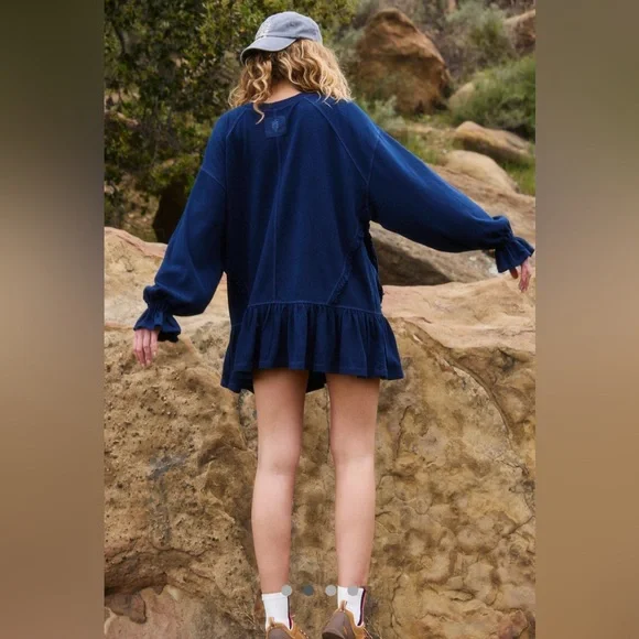 NWT FREE PEOPLE MOVEMENT Spring Forward Tunic In Midnight Navy Combo MSRP $128 - Picture 5 of 16
